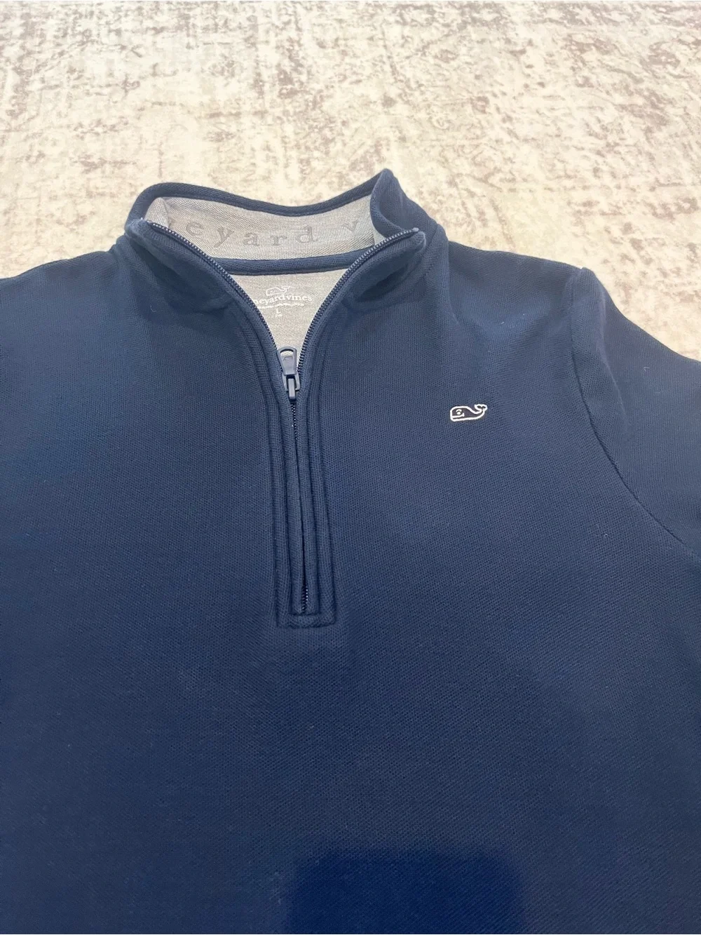 Vineyard Vines Boys Large (16) Navy Quarter‑Zip – VGUC